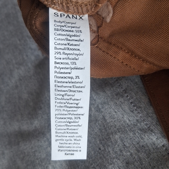 SPANX Stretch Twill Ankle Cargo Pants Women's XL Brown Honey Glow High-Rise - Picture 16 of 16